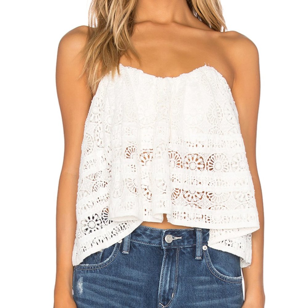 Free People Ivory Sydney Lace Tube Top Large